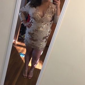 Luxe Nude and Gold Sequins Minidress